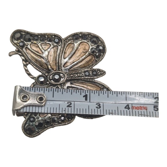 Vintage Butterfly Brooch Multi Metal Marcasite Silver Copper Tone Insect Costume - Picture 3 of 8